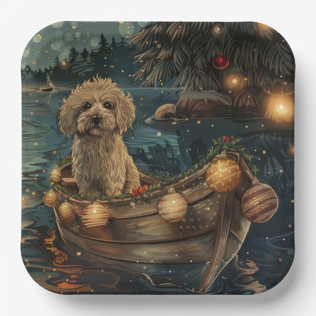 Havanese Christmas Festive Voyage Paper Plates (Front)