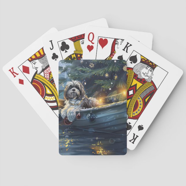 Havanese Christmas Festive Voyage Poker Cards (Back)