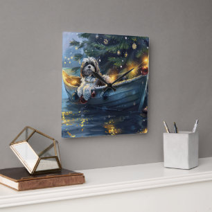 Havanese Christmas Festive Voyage Square Wall Clock