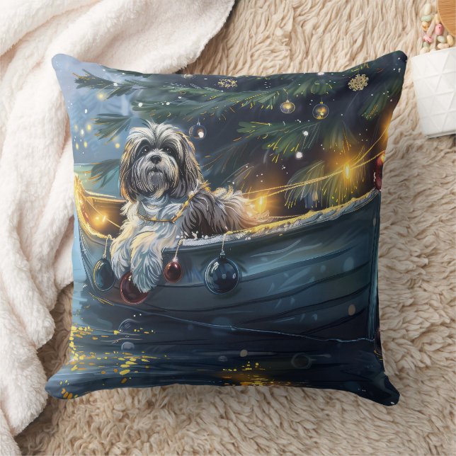 Havanese Christmas Festive Voyage Throw Pillow (Blanket)