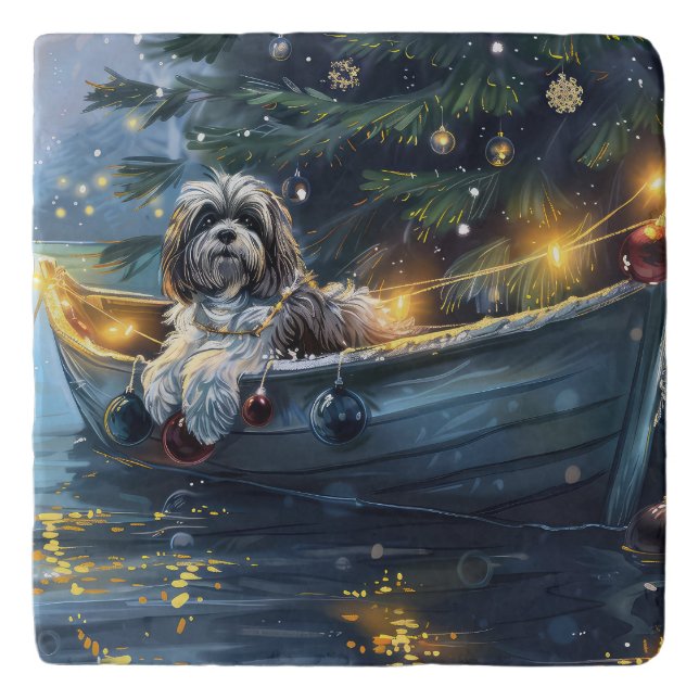 Havanese Christmas Festive Voyage Trivet (Front)