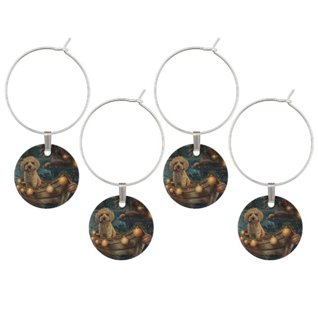 Havanese Christmas Festive Voyage Wine Charm (Staggered)
