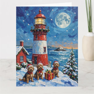 Havanese Christmas Lighthouse Holiday Card
