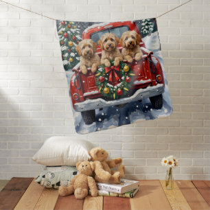 Havanese Christmas Red Truck Holiday Baby Blanket