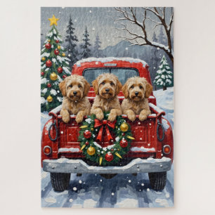 Havanese Christmas Red Truck Holiday Jigsaw Puzzle