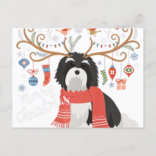 Havanese Christmas Reindeer Dog Premium Postcard
