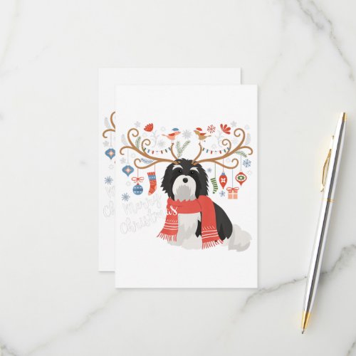 Havanese Christmas Reindeer Dog Premium RSVP Card