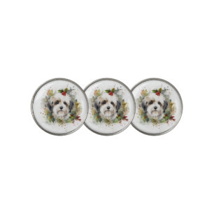 Havanese Christmas Wreath Festive Pup Golf Ball Marker