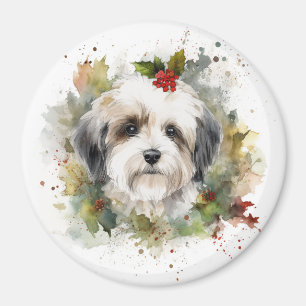 Havanese Christmas Wreath Festive Pup Magnet