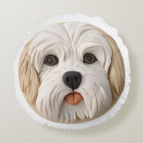 Havanese Dog 3D Inspired Round Pillow