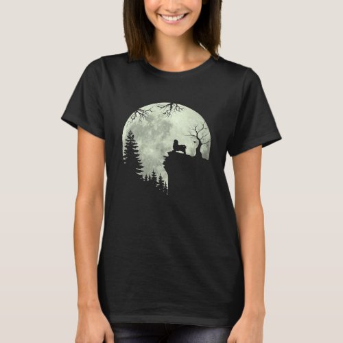 Havanese Dog And Moon Howl In Forest Dog Halloween T_Shirt