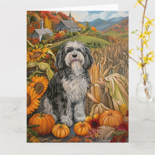 Havanese Dog Autumn Harvest Thanksgiving Card