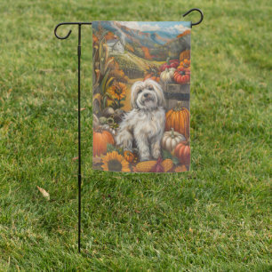 Havanese Dog Autumn Harvest Thanksgiving Garden Flag
