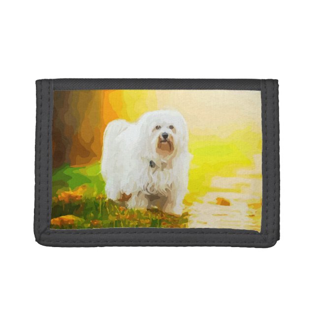 Havanese Dog Bichon Portrait Painting Tri-fold Wallet (Front)