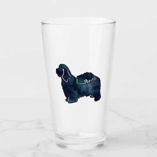 Havanese Dog Breed Silhouette Watercolor Glass