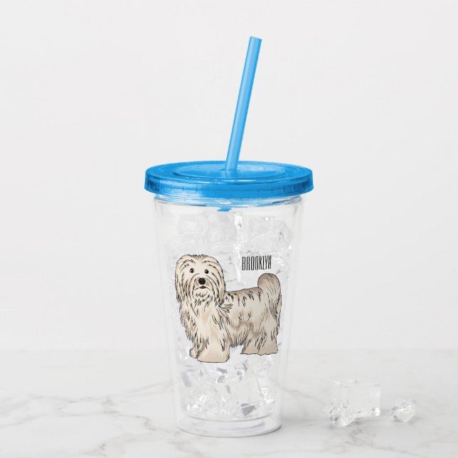 Havanese dog cartoon illustration acrylic tumbler (Back Ice)