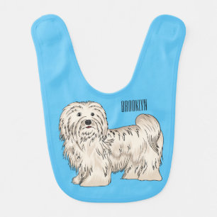 Havanese dog cartoon illustration baby bib