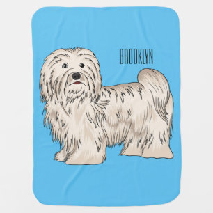 Havanese dog cartoon illustration baby blanket