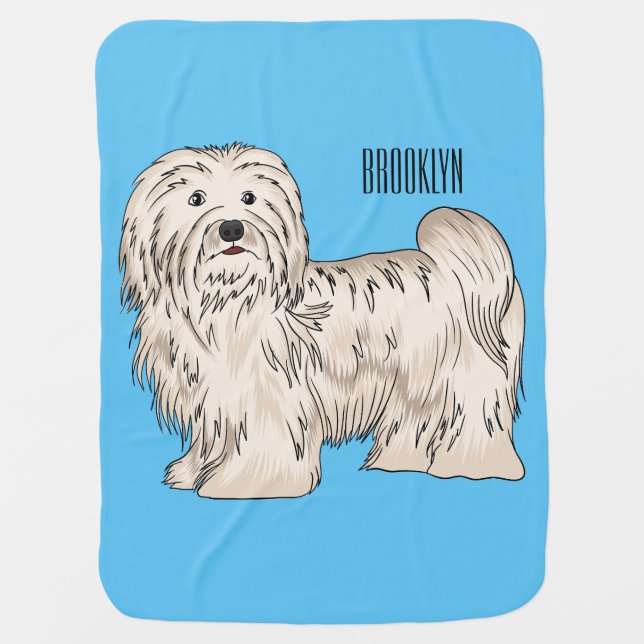 Havanese dog cartoon illustration baby blanket (Front)