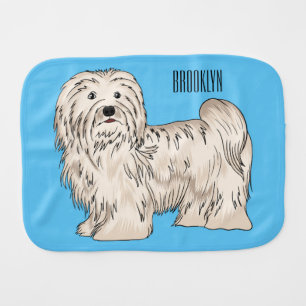 Havanese dog cartoon illustration baby burp cloth