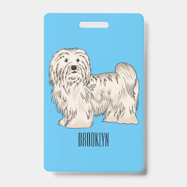 Havanese dog cartoon illustration badge (Front)