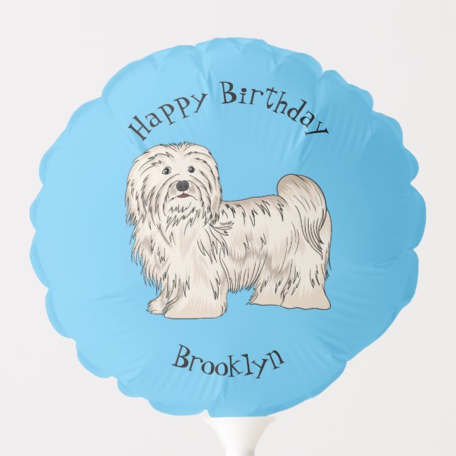 Havanese dog cartoon illustration balloon (Front)