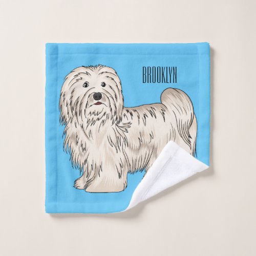 Havanese dog cartoon illustration bath towel set