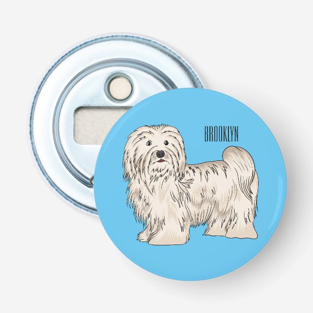 Havanese dog cartoon illustration bottle opener (Front)