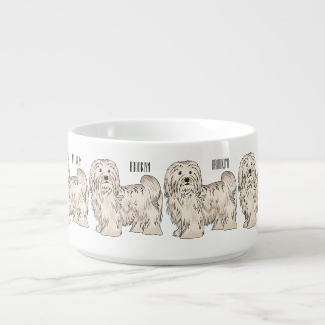 Havanese dog cartoon illustration bowl (Center)