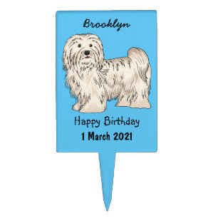 Havanese dog cartoon illustration cake topper