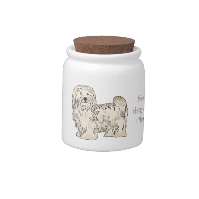 Havanese dog cartoon illustration candy jar (Left)