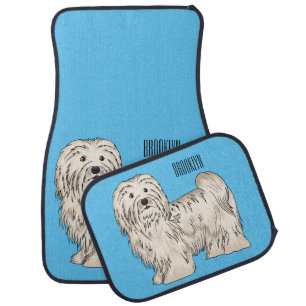 Havanese dog cartoon illustration car floor mat