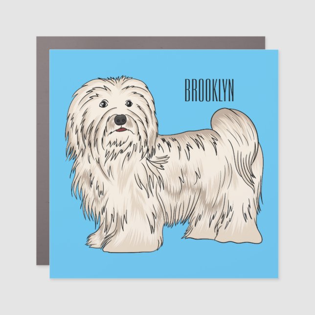 Havanese dog cartoon illustration car magnet (Front)