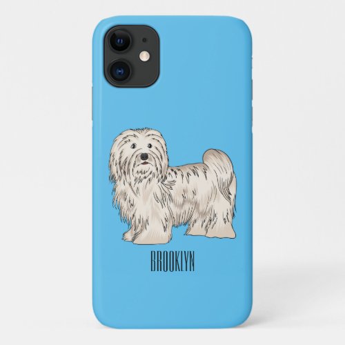 Havanese dog cartoon illustration iPhone 11 case