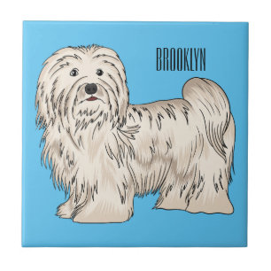 Havanese dog cartoon illustration ceramic tile