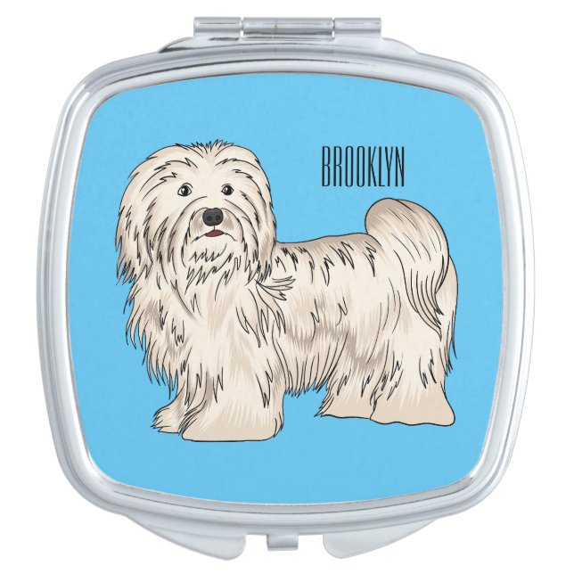 Havanese dog cartoon illustration compact mirror (Front)