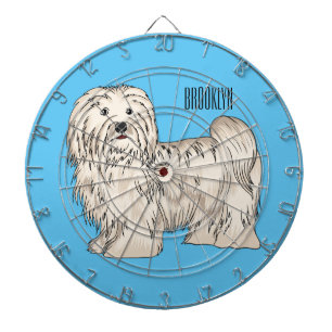 Havanese dog cartoon illustration dart board