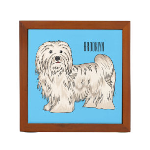 Havanese dog cartoon illustration desk organizer