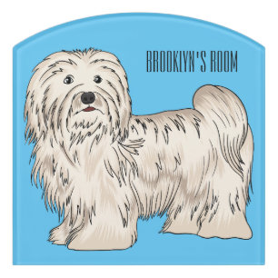 Havanese dog cartoon illustration door sign