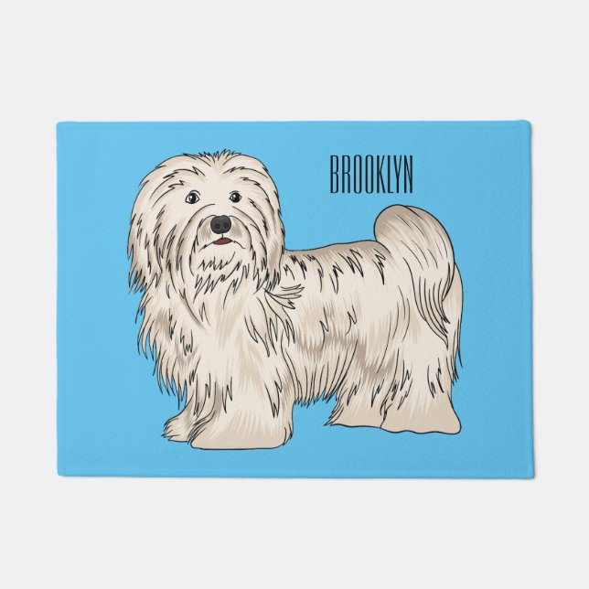 Havanese dog cartoon illustration doormat (Front)