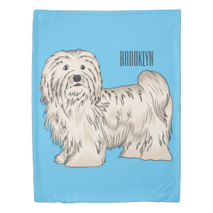 Havanese dog cartoon illustration duvet cover