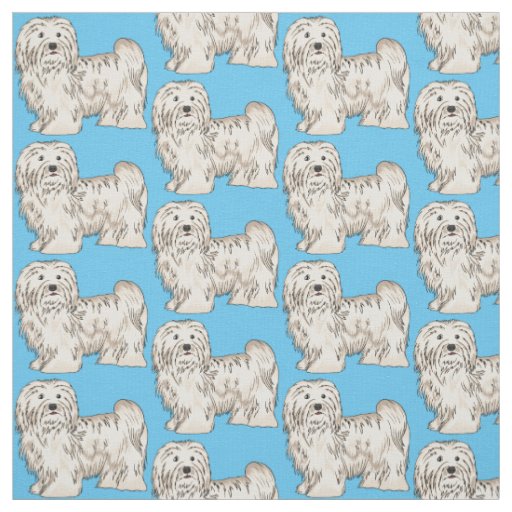 Havanese dog cartoon illustration fabric