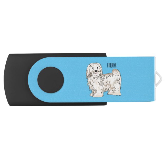 Havanese dog cartoon illustration flash drive (Front)