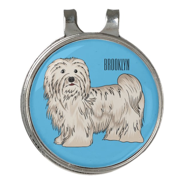 Havanese dog cartoon illustration golf hat clip (Front)