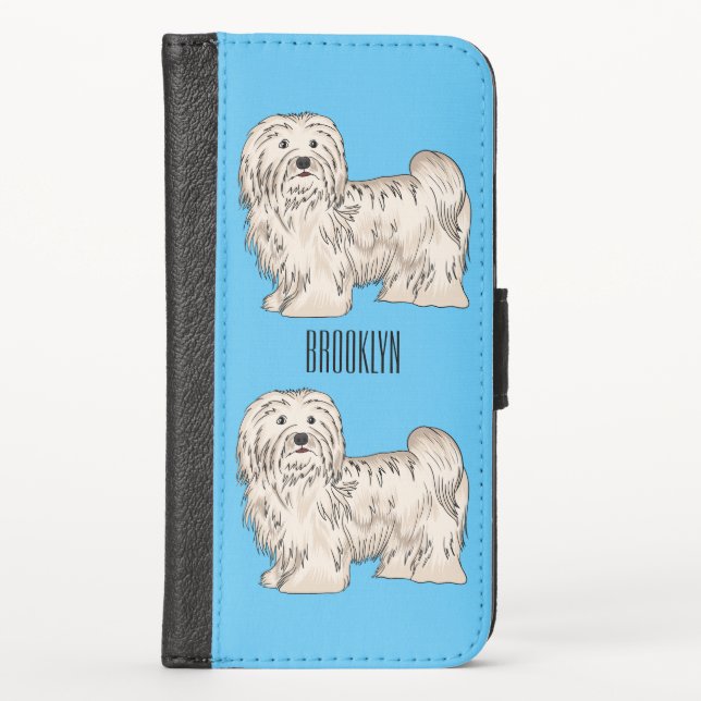 Havanese dog cartoon illustration iPhone wallet case (Front)