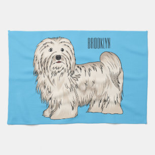 Havanese dog cartoon illustration  kitchen towel