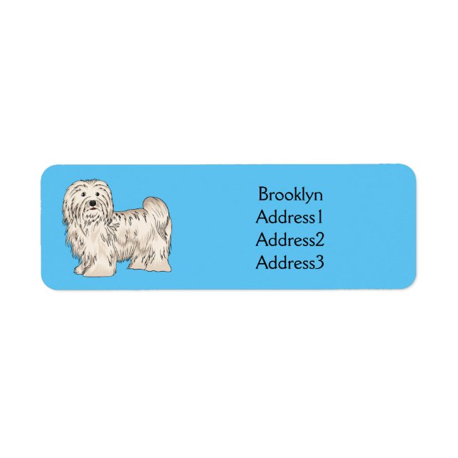 Havanese dog cartoon illustration label (Front)
