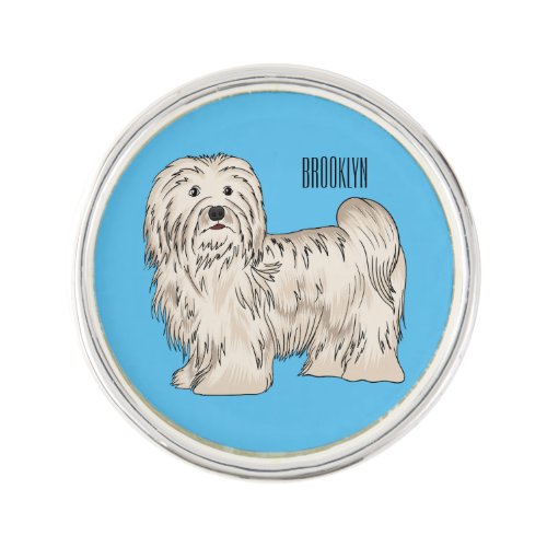 Havanese dog cartoon illustration  lapel pin