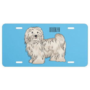 Havanese dog cartoon illustration license plate