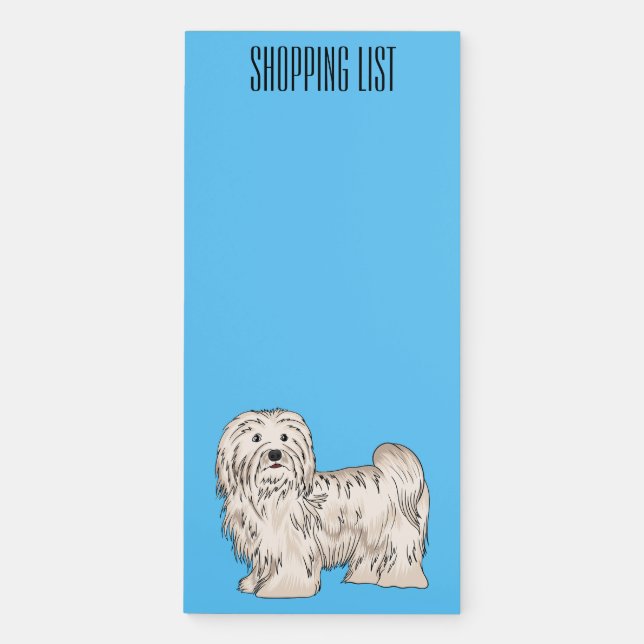 Havanese dog cartoon illustration magnetic notepad (Front)